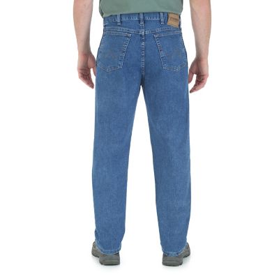 Rustler By Wrangler Mens Regular Fit Straight Leg Med Blue Stonewash Denim Jeans