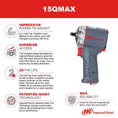 Image showing 6 th Ingersoll Rand 3/8 in. Drive 450 ft. lb. Quiet Ultra-Compact Air Impact Tool