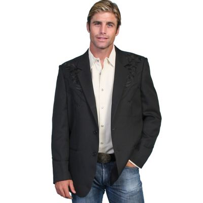 Image showing 0 th Scully Men's Embroidered Button-Front Western Blazer