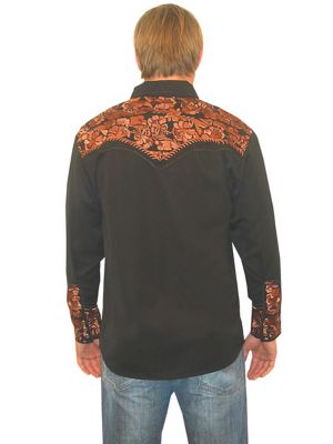 Image showing  Men's Legends Poly/Rayon Blend Snap-Front Shirt, Floral Tooled Embroidery