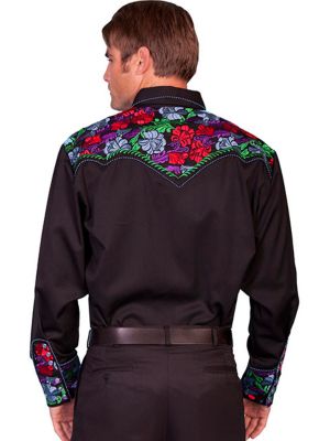 Image showing 1 th Scully Men's Legends Poly/Rayon Blend Snap-Front Western Show Shirt, Blue