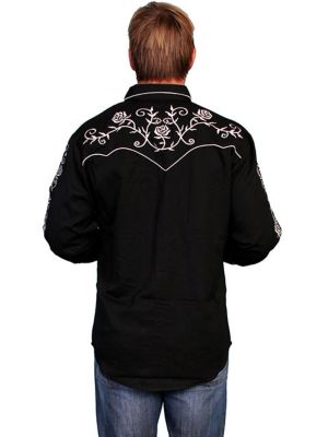 Image showing  Men's Legends Poly/Rayon Blend Snap-Front Shirt, Floral Yoke Embroidery