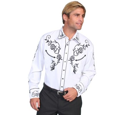 Image showing  Men's Legends Poly/Rayon Blend Snap-Front Shirt, Floral Yoke Embroidery