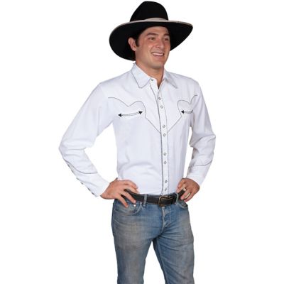 Image showing 0 th Scully Men's Legends Poly/Rayon Blend Snap-Front Shirt, Candy Cane Piping