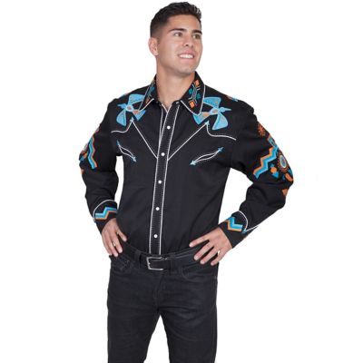 Scully Men's Legends Western Phoenix Western Show Shirt, Black