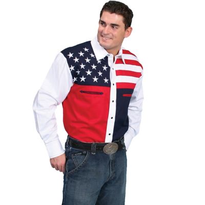 Scully Men's Patriot Collection 100% Cotton Snap-Front Western Show Shirt