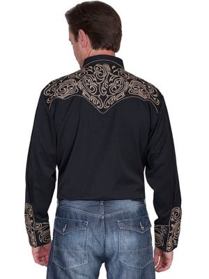 Image showing  Men's Legends Embroidered Scroll Western Show Shirt, Black