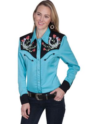 Image showing  Women's Legends Poly/Rayon Blend Snap-Front Blouse, Turquoise