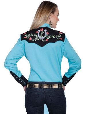Image showing 2 th Scully Women's Legends Poly/Rayon Blend Snap-Front Blouse, Turquoise