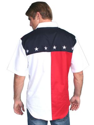 Image showing  Men's Short-Sleeve Patriot Collection 100% Cotton Snap-Front Shirt