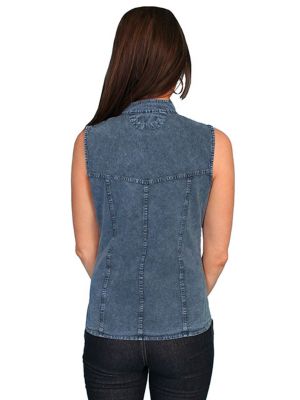 Image showing  Women's Cantina Collection 100% Peruvian Cotton Cap Sleeve Blouse, Blue