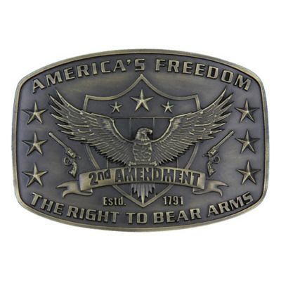 Montana Silversmiths Unisex Attitude 2nd Amendment Heritage Brass Belt Buckle, A272