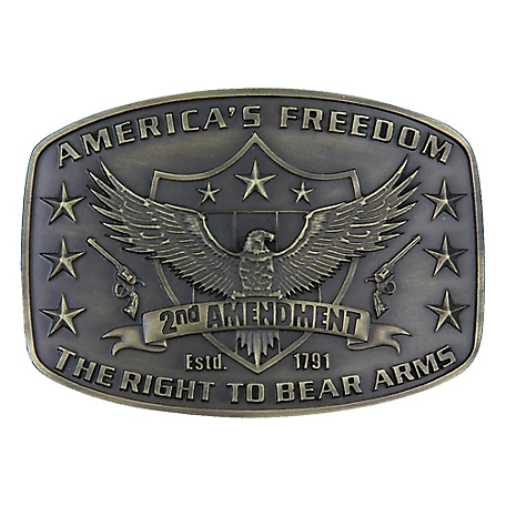 Montana Silversmiths Unisex Attitude 2nd Amendment Heritage Brass Belt Buckle, A272