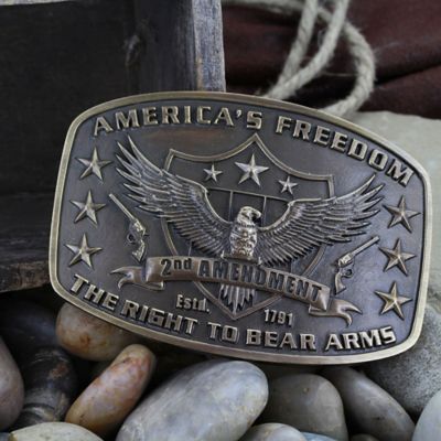 Image showing  Unisex Attitude 2nd Amendment Heritage Brass Belt Buckle