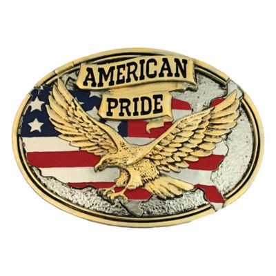 Montana Silversmiths Unisex Attitude American Pride Brass Belt Buckle, 60806P