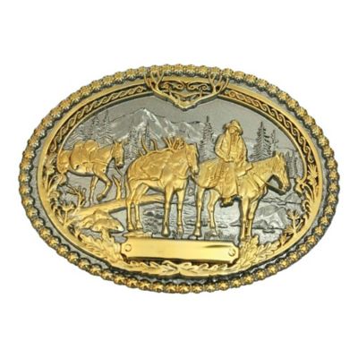 Montana Silversmiths Unisex Attitude Pack Horses and Rider 2-Tone Belt Buckle