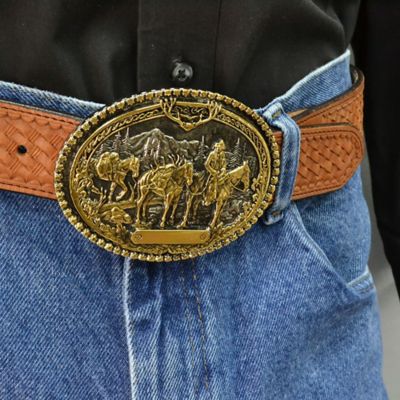 Image showing  Unisex Attitude Pack Horses and Rider 2-Tone Belt Buckle