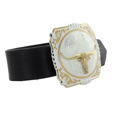 Image showing  Unisex 2-Tone Cowboy Cameo Longhorn Belt Buckle, 25815-767