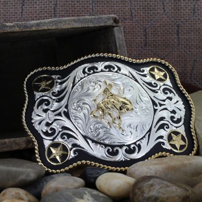 Image showing  Unisex Scalloped Sheridan Style Bronc Rider Western Belt Buckle, 61360-422