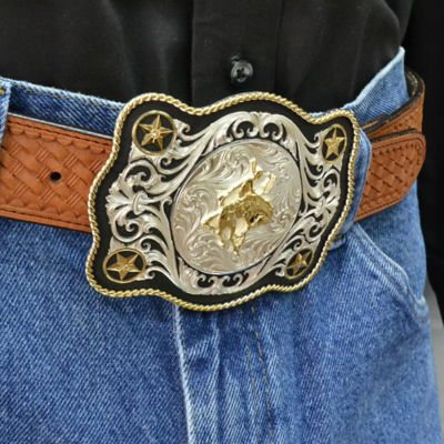 Image showing  Unisex Scalloped Sheridan Style Bronc Rider Western Belt Buckle, 61360-422