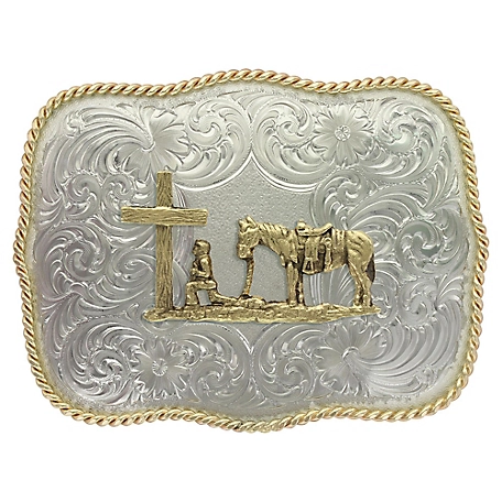 Montana Silversmiths German Silver Christian Cowboy Western Belt Buckle, G868-731