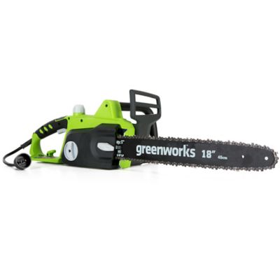 Greenworks 18 in. 14.5A Corded Chainsaw, Translucent Oil Tank Greenworks chainsaw awesome chainsaw