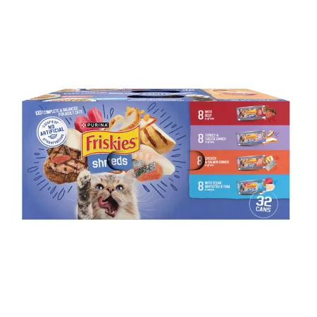 Friskies Savory Adult Beef Turkey Tuna Chicken and Salmon Chunks in Sauce Wet Cat Food Variety pk 5.5 oz Pack of 32 cans Wet Cat Food