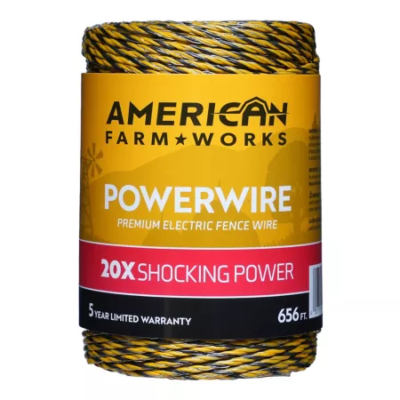 American Farm Works 656 ft PowerWire Electric Fence Yellow Electric Fence Wire & Tape