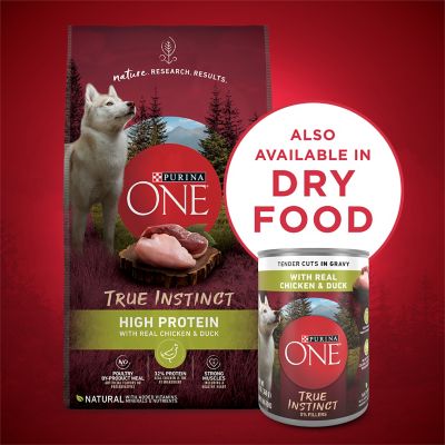 Image showing 7 th Purina ONE True Instinct Tender Cuts in Gravy Real Chicken and Duck Wet Dog Food, 13 oz.