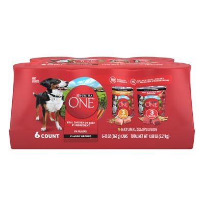 Purina ONE Natural Wet Dog Food Variety pk., Chicken and Brown Rice and Beef and Brown Rice Entrees - (6) 13 oz. Cans