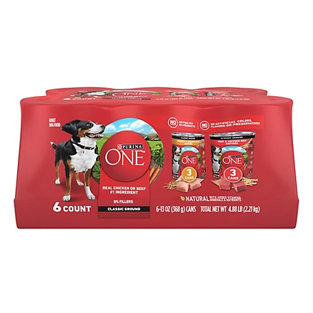 Purina ONE Natural Wet Dog Food Variety pk., Chicken and Brown Rice and Beef and Brown Rice Entrees - (6) 13 oz. Cans