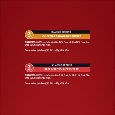 Image showing 6 th Purina ONE Classic Ground Chicken and Brown Rice and Beef and Brown Rice Variety Pack Wet Dog Food, 13 oz., 6 count