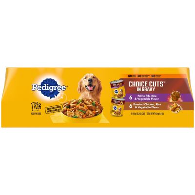 Pedigree Choice Cuts Adult Prime Rib and Chicken Wet Dog Food Variety Pack, 13.2 oz. Can, Pack of 12