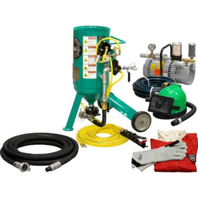 Pirate Brand 0.5 cu. ft. CPR Jr. Abrasive Sandblaster Silver Package with Low Pressure Respirator