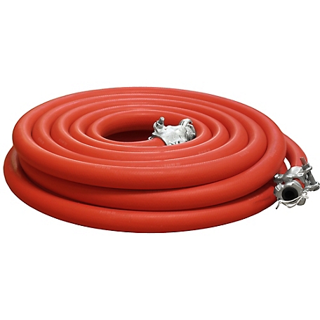 Pirate Brand 1 in. x 50 ft. Air Hose Assembly with Couplings, Red, Compressor to Blast Pot