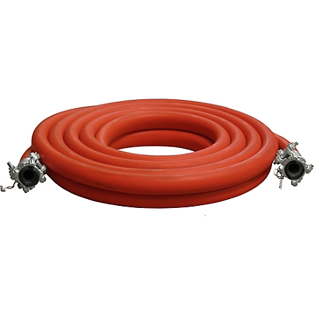 Pirate Brand 1-1/2 in. x 25 ft. Air Hose Assembly with Couplings, Red, Compressor to Blast Pot