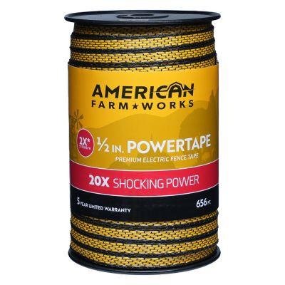 American Farm Works 1/2 Inch Heavy-Duty Sure Shock Polytape - 656 Foot Reel