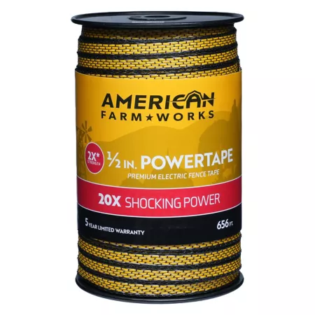 American Farm Works Sure Shock Heavy Duty Duct Tape 656 ft 380 lb 1/2 in Reel Electric Fence Wire & Tape