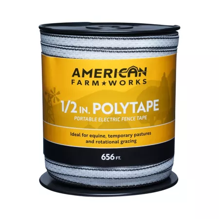 American Farm Works 656 ft x 150 lb Polytape Electric Fence 1/2 in Wide White Electric Fence Wire & Tape