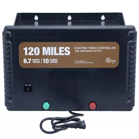 American Farm Works AC Powered Low Impedance Electric Fence Controller 6.7 Joules 120 Mile 120 Mile Electric Fence Chargers