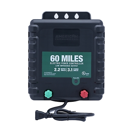 American Farm Works 2.2 Joule 60-Mile AC-Powered Low Impedance Electric Fence Charger