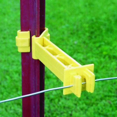 Image showing  5 in. Snap-On Reversed Insulators for 1.25 and 1.33 in. T-Posts, Yellow, 25-Pack