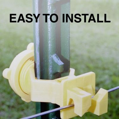 Image showing  Screw-On T-Post Insulators for 1.25 and 1.33 in. Studded T-Posts, Yellow, 25-Pack