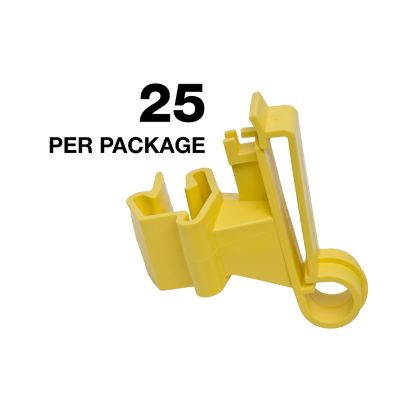 Image showing 7 th American Farm Works T-Post Polytape Insulators for 1.25 and 1.33 in. T-Posts, Yellow, 25 pk.