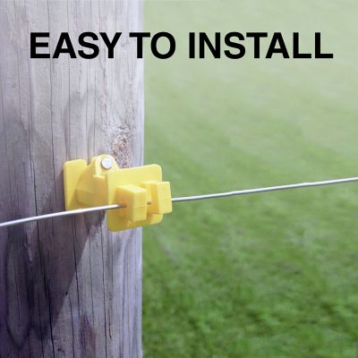 Image showing  Slant Nail Insulators for 9-22 Gauge Steel, Aluminum and High-Tensile Wire, Yellow, 25-Pack