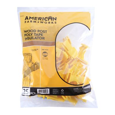 Image showing  Polytape Wood Post Insulators for All Polytape Widths Up to 2 in., Yellow, 25-Pack