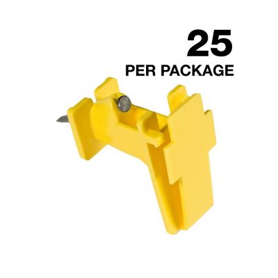 Image showing 5 th American Farm Works Polytape Wood Post Insulators for All Polytape Widths Up to 2 in., Yellow, 25-Pack