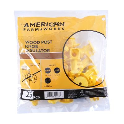 Image showing  Wood Post Knob Insulators for 9-22 Gauge Steel, Aluminum and High-Tensile Wire, Yellow, 25-Pack