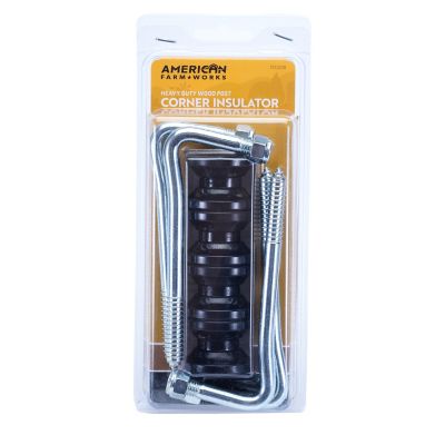 American Farm Works Wood Post Corner Extension Insulators, Black, 4-Pack