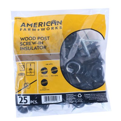 Image showing  Wood Post Screw-In Ring Electric Fence Insulators, Black, 25-Pack